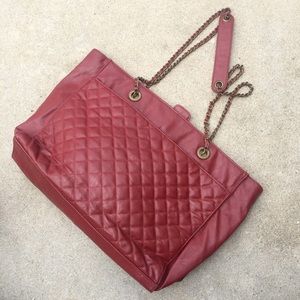 Deena & Ozzy Wine Quilted Faux Leather Tote Bag